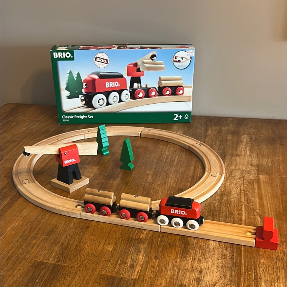 Brio Classic Freight Set (Red and Natural Wooden) with Original Box